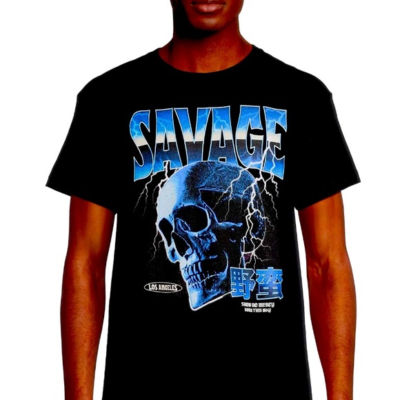 Men’s Savage Skull Short Sleeve Graphic Tee - Picture 3 of 3
